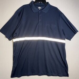 Tri-Mountain K035 Civic S/S Pocket Polo Shirt Reflective Tape Navy Mens Sz 3XL